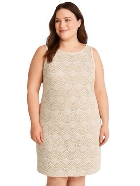 Ann Taylor LOFT Petites Dress White Crochet Lace Sheath 16P